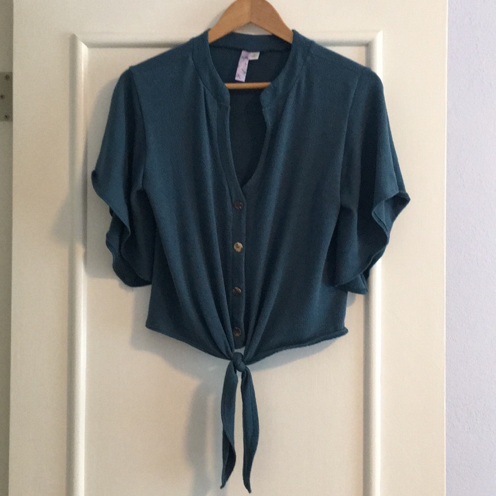 Blue Doleman Tie Top